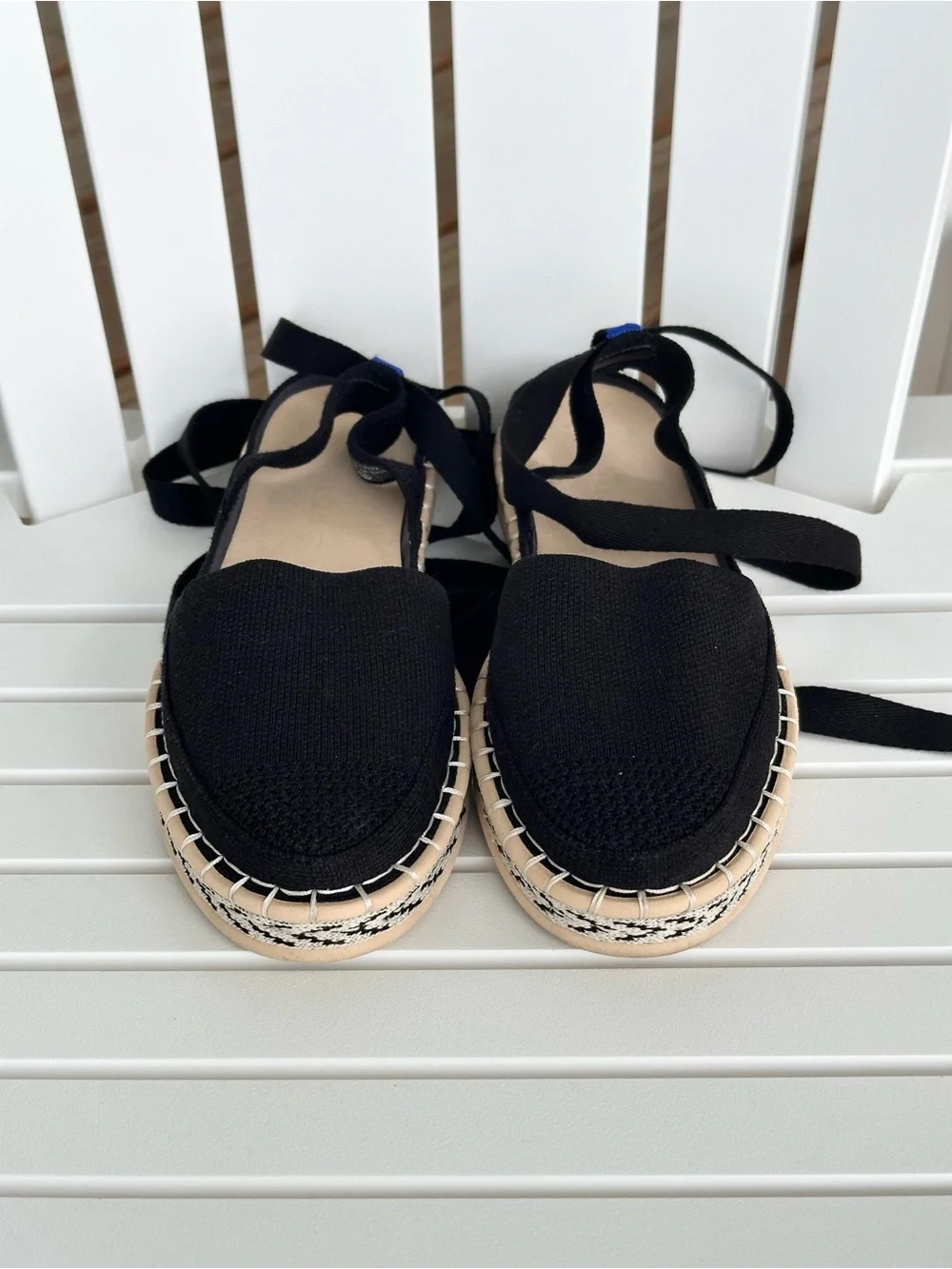 Rothy's Black Espadrille Lace-Up Flats